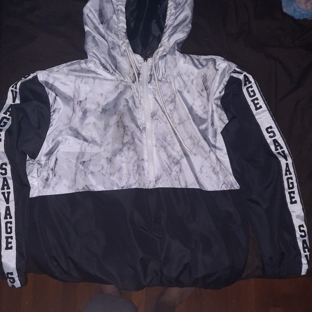 Women's Half Zip Hooded Windbreaker Size Large